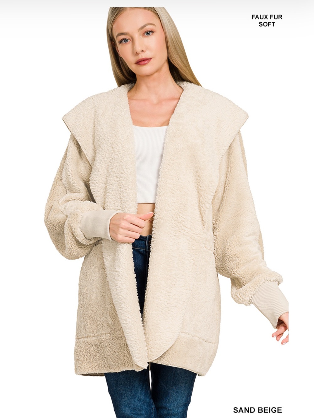 7 ❤️ HOODED FAUX FUR JACKET
WITH POCKETS